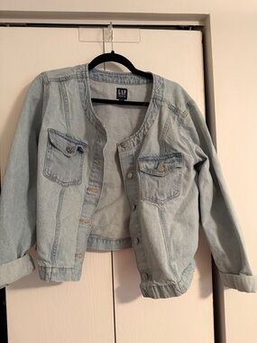 GAP Pale Blue Collarless Denim Jacket